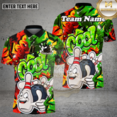 Maxcorners Bowling Ball & Pin Graffiti Art Multioptions Personalized Name, Team Name Unisex 3D Shirt (4 Colors)