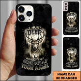 Maxcorners Artist Hunting - I Hunt Deer Because I Can't Hunt People Black Personalized Name Phone Case
