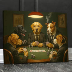 Maxcorners Dogs Playing Poker Canvas Wall Art, Suited Dogs Card Game Poster, Funny Game Room & Man Cave Decor