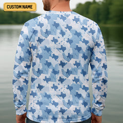 Maxcorners Texas Camo Blue Fishing UPF Shirts, Performance Fishing Shirts, Fishing Gifts For Men, Men's Fishing Shirt