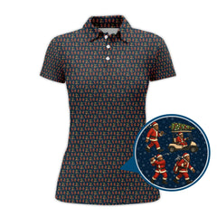 Maxcorners Funny Pattern Golf Shirt, Bigfoot Golf Shirt For Golfer, Bigfoot Santa Golf Shirt For Men