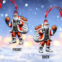 Maxcorners Custom Name Basketball Santa Ornament, Basketball Lover Christmas Gift 2D Flat LM2111