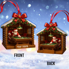 Maxcorners Personalized Santa Playing Billiards Ornament, Custom Pool Table Christmas Ornament, Gift For Billiards Lover