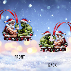 Maxcorners Custom Name Santa and Stink Ornament, Santa and Stink Christmas Gift 2D Flat LM2111