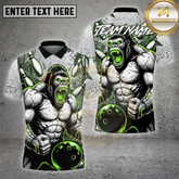 Maxcorners Bowling Shirt Muscular Gorilla Strike Bowling Art Multioptions Personalized Name, Team Name 3D Shirt (4 Colors)
