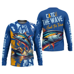 Maxcorners Catch The Wave Hook The Tuna SPF Shirts, Fishing Shirts For Men, Fisherman Gift