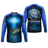 Maxcorners Jesus Made Me A Fisherman SPF Long Sleeve Shirts, Jesus Fishing Shirt, Fishing Shirts For Men