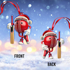 Maxcorners Custom Name Cricket Ball Ornament, Cricket Ball Lover Christmas Gift 2D Flat LM2211