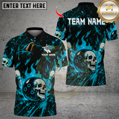 Maxcorners Bowling Flame Skull Multicolor Customized Name, Team Name 3D Shirts