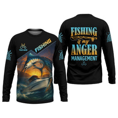 Maxcorners Fishing Is My Anger Management Men Fishing Shirt, SPF Shirt For Men, Presents For Fishermen