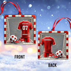 Maxcorners Custom Name and Number Handball Ornament, Christmas Gift for Handball Lovers 2D Flat LM2211