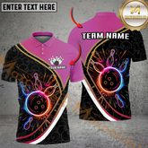 Maxcorners Bowling Neon King Multicolor Customized Name, Team Name 3D Shirts
