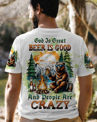 Maxcorners God Is Great Beer Is Good Bear All Over Print LM2101