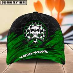 Maxcorners Darts Vintage Skull Multicolor Option Personalized Name 3D Cap