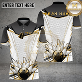 Maxcorners Bowling Strike Pin Explosion Gold Black Graphic Multicolor Options Personalized Name, Team Name 3D Shirt (4 Colors)
