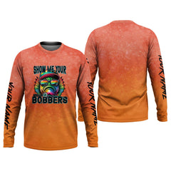 Maxcorners Show Me Your Bobbers Shirt, Orange Neon Men Fishing Shirt, Funny Fishing Shirt, SPF Shirt