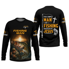 Maxcorners I Like Fishing And Believe In Jesus Shirts, SPF Long Sleeve Shirts, Fishing Shirts For Men, Fisherman Gift