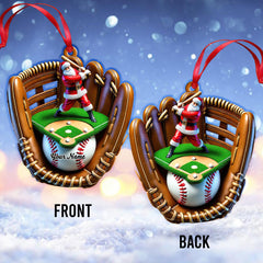 Maxcorners Custom Name Baseball Santa Ornament, Baseball Lover Christmas Gift 2D Flat LM2111