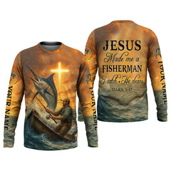 Maxcorners I Catch He Cleans, Bible Verse T-Shirt, Funny Fishing Shirt, SPF Shirt For Men, Gift For Fisherman