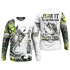 Maxcorners Jerk It Till She Swallow, Fishing Thing Hooded UPF Shirt, Funny Fishing Shirt, Fishing Shirt For Men