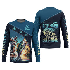 Maxcorners Bite Hard or Go Home Fishing Shirts, SPF Long Sleeve Shirts, Fishing Shirts For Men