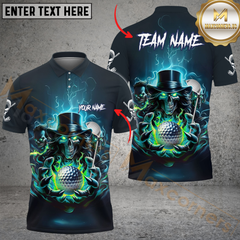 Maxcorners Golf Magic Skull Multicolor Customized Name, Team Name 3D Shirts