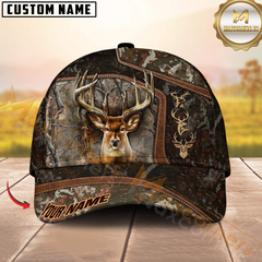 Maxcorners Buck Antlers Woodland Camo Hunting Personalized Hat 3D Printed Multicolor