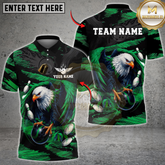 Maxcorners Bald Eagle With Bowling Multicolor Customized Name, Team Name 3D Shirts