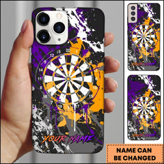 Maxcorners Darts Purple Orange Paint Splash Dartboard Personalized Name Phone Case