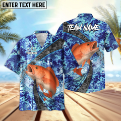 Maxcorners Snapper Fishing Wave Rider Personalized Name, Team Name 3D Hawaiian Shirt