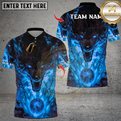 Maxcorners Bowling Fire Wolf Multioptions Personalized Name, Team Name Unisex 3D Shirts