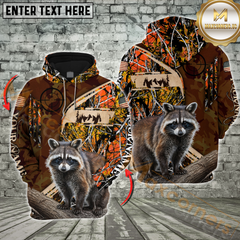 Maxcorners Wild Animal Camo Gear For Hunters Custom Name Shirt 3D All Over Printed Clothes (Racoon, Duck, Elk)