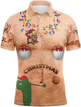 Maxcorners Funny Hairy Chest Ugly Christmas Golf Polo For Men Women Golf Shirt