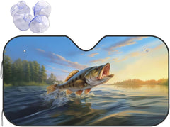 Maxcorners A Bass Fishing Art Car Windshield Sun Shade