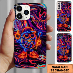 Maxcorners Darts Neon Rainbow Swirl Dartboard Character Personalized Name Phone Case