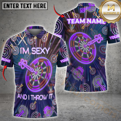 Maxcorners Darts Neon I'm Sexy And I Throw It Multicolor Options Personalized Name, Team Name 3D Shirt