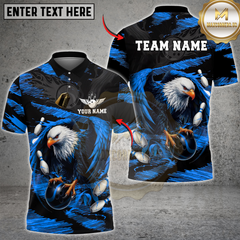 Maxcorners Bald Eagle With Bowling Multicolor Customized Name, Team Name 3D Shirts
