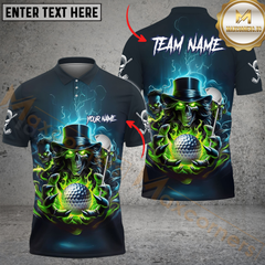 Maxcorners Golf Magic Skull Multicolor Customized Name, Team Name 3D Shirts