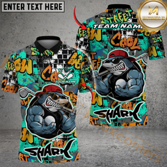 Maxcorners Urban Swing Shark Golf Polo Personalized Name, Team Name 3D Shirt (4 Colors)