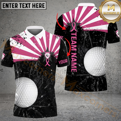 Maxcorners Golf Pink Ribbon Sunrise Personalized Name 3D Unisex Shirt