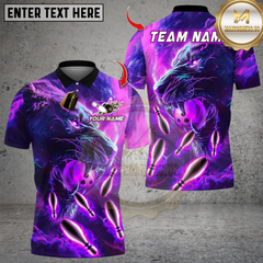 Maxcorners Bowling Flame Super Lion Multicolor Customized Name, Team Name 3D Shirts