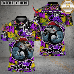 Maxcorners Urban Swing Shark Golf Polo Personalized Name, Team Name 3D Shirt (4 Colors)