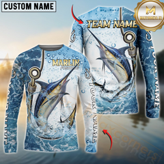 Maxcorners Marlin Fishing Golden Hook Graphic Sport Custom Name & Team Name 3D Shirts