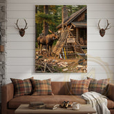 Maxcorners Moose Canvas Construction Site Funny Builder Canvas Wall Art
