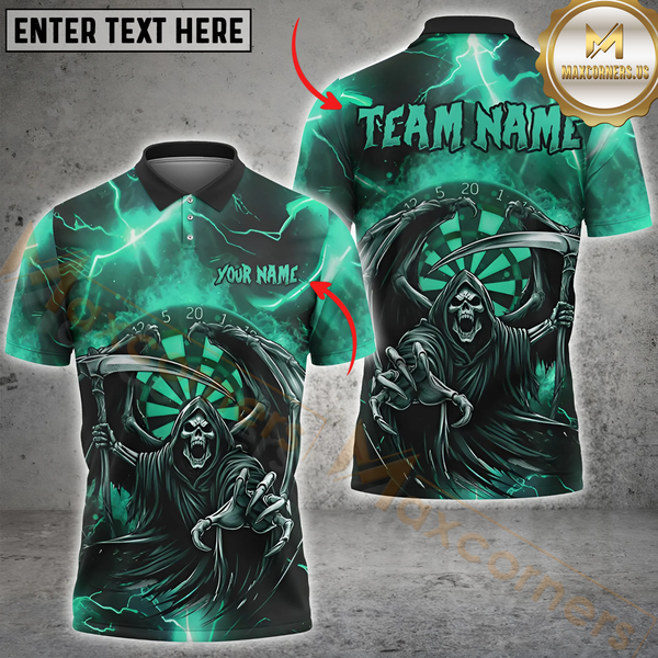 Maxcorners Darts Grim Reaper Multicolor Personalized 3D Shirt, Lightning Strike with Death Target Shirts