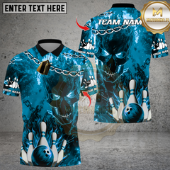 Maxcorners Bowling Skull Flame Multioptions Personalized Name, Team Name Unisex 3D Shirts