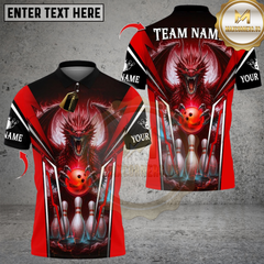 Maxcorners Bowling Dragon Multicolor Customized Name, Team Name 3D Shirts