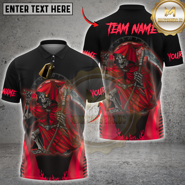 Maxcorners Darts Skull Reaper Multioptions Personalized Name, Team Name Unisex 3D Shirts
