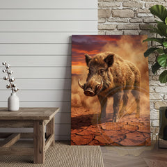 Maxcorners Wild Boar Canvas Desert Sunset Dramatic Scene Canvas Wall Art