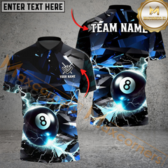 Maxcorners Billiard Ball 8 Thunder Glass Multicolor Customized Name, Team Name 3D Shirt